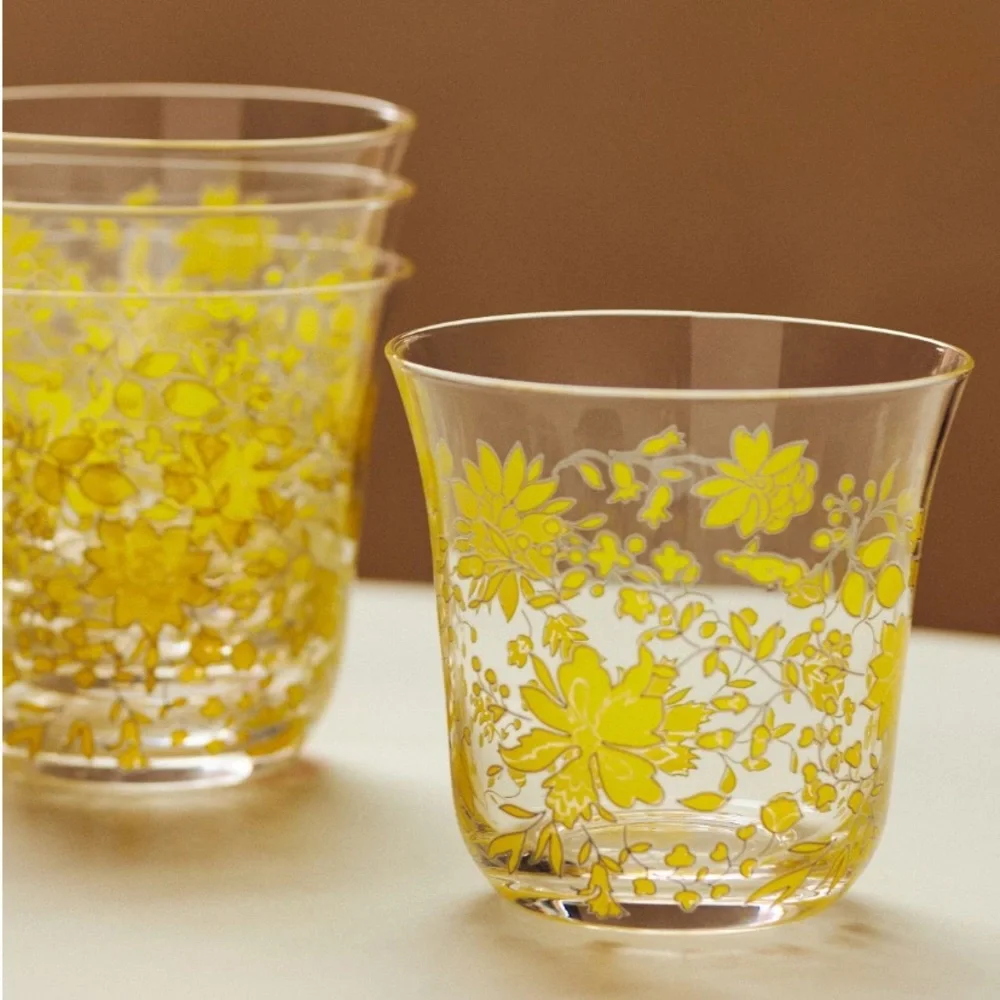LAST SET 🔥 Mae Yellow floral glasses set of 4